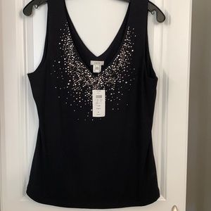 CACHE HEAVY WEIGHT TANK TOP WITH SHIMMERING BEADS
